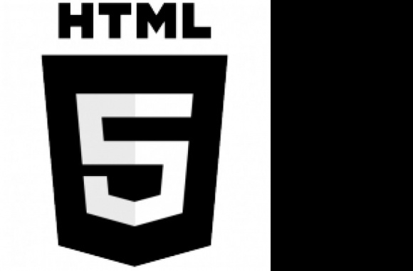 HTML5 with wordmark black&white Logo download in high quality